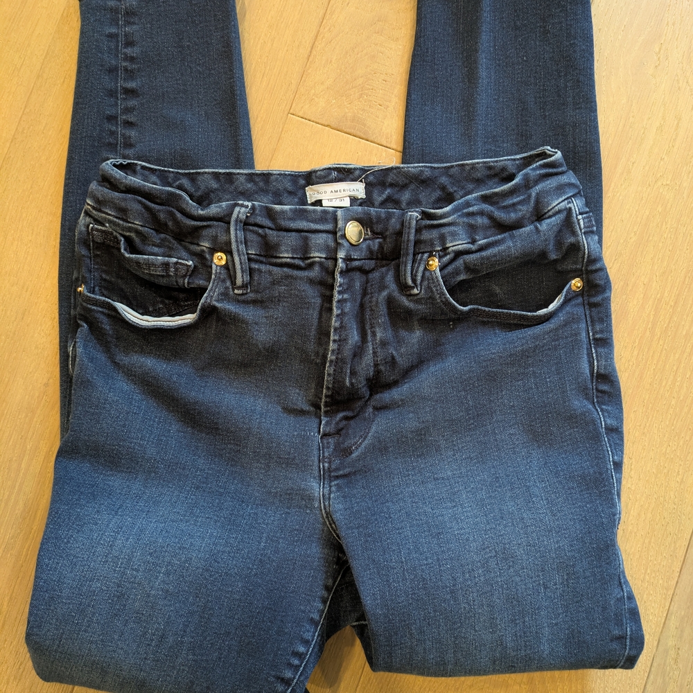 Good American Women's Skinny Jeans - Dark Blue